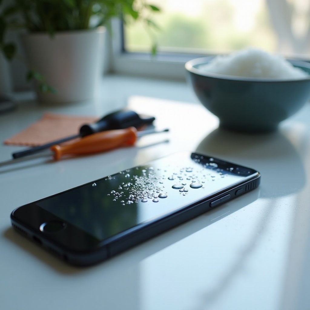 layar iPhone dengan kerusakan air