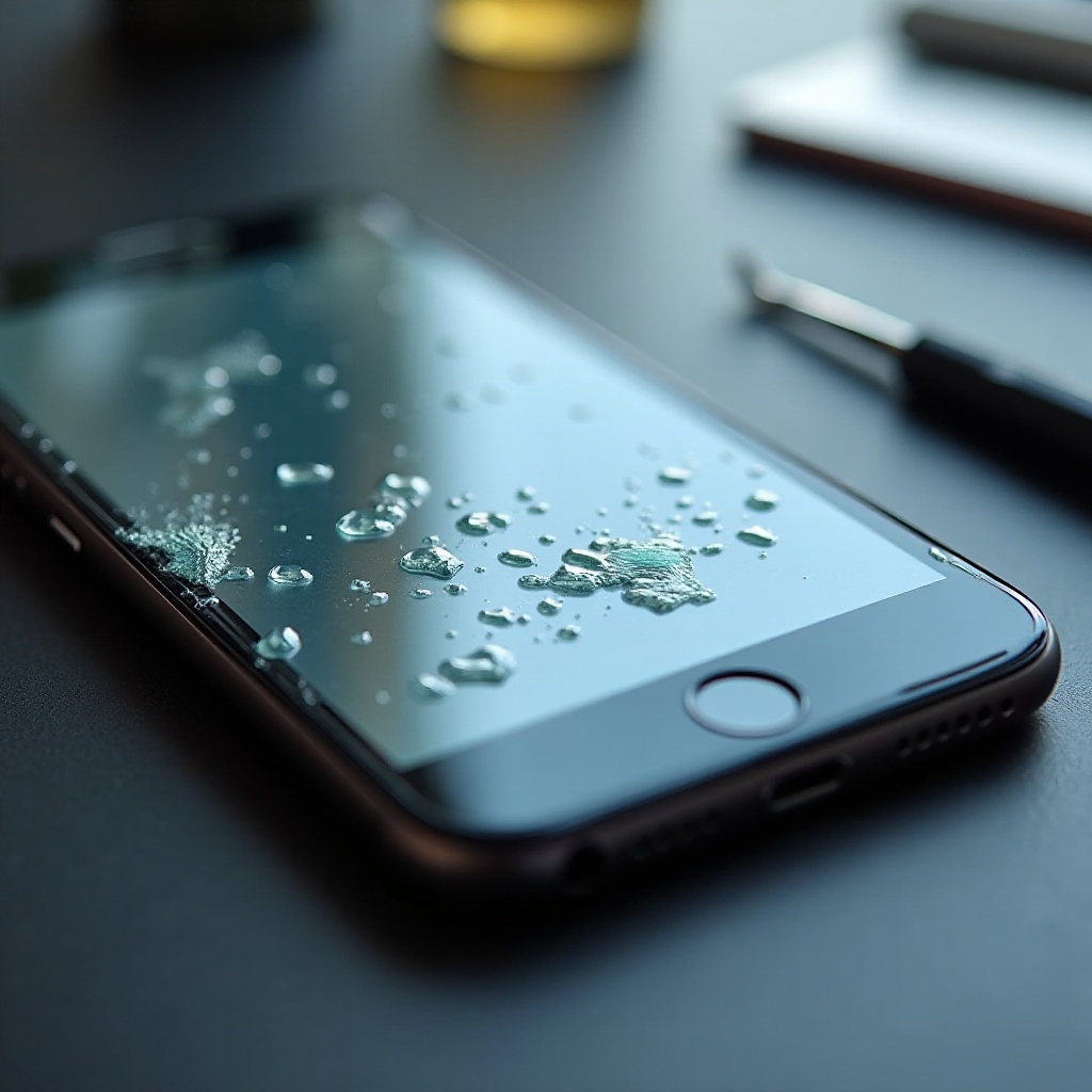 layar iPhone dengan kerusakan air